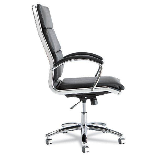 Alera Neratoli High-Back Slim Profile Chair, Faux Leather, 275 lb Cap, 17.32  to 21.25  Seat Height, Black Seat Back, Chrome Online now - Image 3