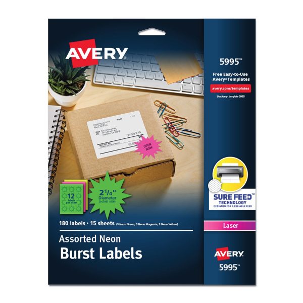 High-Visibility ID Labels, Laser Printers, 2.25  dia, Assorted, 12 Sheet, 15 Sheets Pack Online