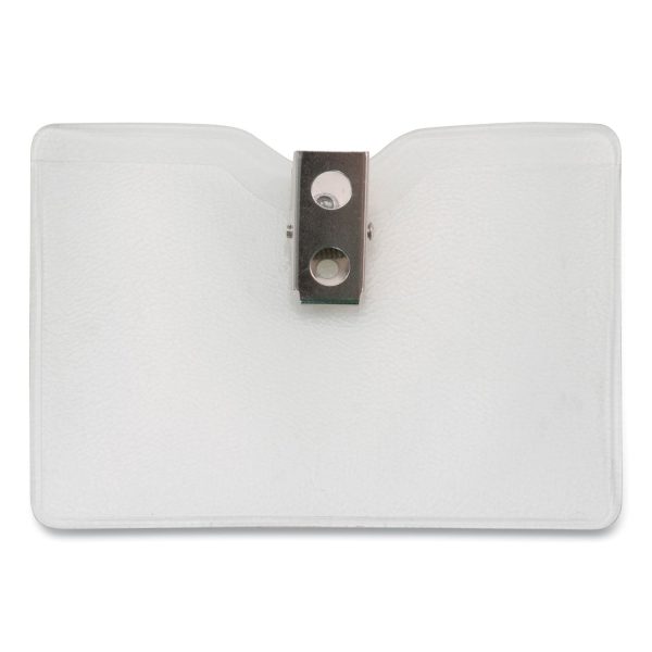 Security ID Badge Holders with Built-In Garment Clip, Horizontal, Clear, 3.75  x 3.5  Holder, 3.5  x 3  Insert, 50 Box on Sale - Image 3