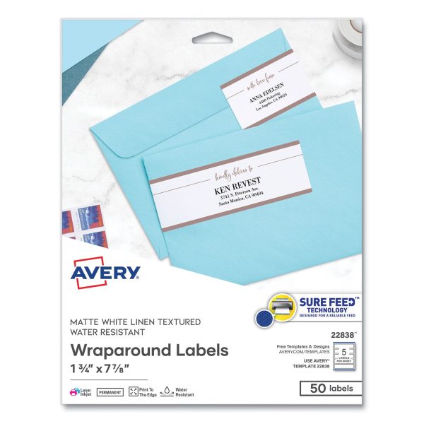 Rectangle Labels, Inkjet Laser Printers, 7.85 x 1.75, Textured White, 5 Sheet, 10 Sheets Pack Online now