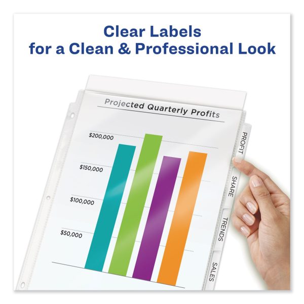 Print and Apply Index Maker Clear Label Sheet Protector Dividers with White Tabs, 8-Tab, 11 x 8.5, Clear, 1 Set Discount - Image 3