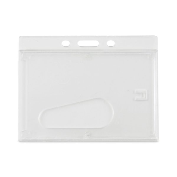 Frosted One-Card Rigid Badge Holders, Horizontal, Frosted 3.68  x 2.75  Holder, 3.38  x 2.13  Insert, 25 Box For Discount