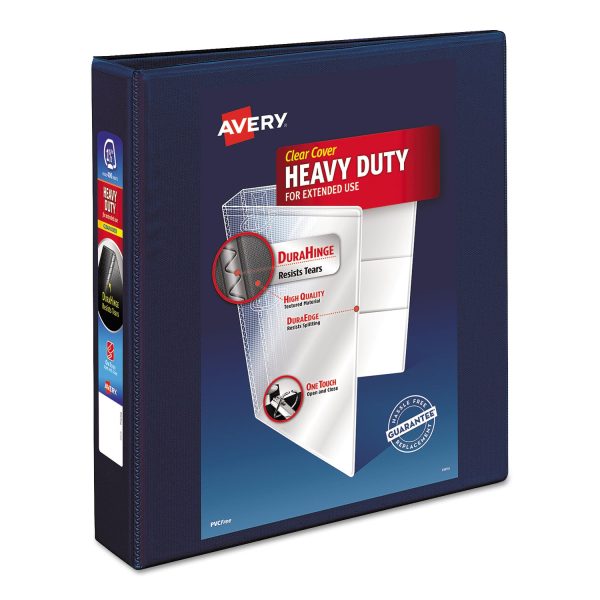 Heavy-Duty View Binder with DuraHinge and One Touch EZD Rings, 3 Rings, 1.5  Capacity, 11 x 8.5, Navy Blue on Sale