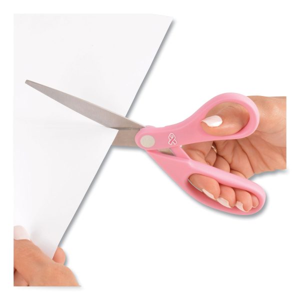All Purpose Pink Ribbon Scissors, 8  Long, 3.5  Cut Length, Pink Straight Handle Online now - Image 2