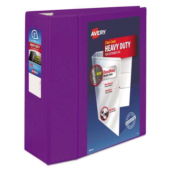 Heavy-Duty View Binder with DuraHinge and Locking One Touch EZD Rings, 3 Rings, 5  Capacity, 11 x 8.5, Purple Hot on Sale