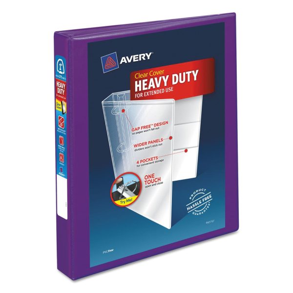 Heavy-Duty View Binder with DuraHinge and One Touch EZD Rings, 3 Rings, 1  Capacity, 11 x 8.5, Purple Discount