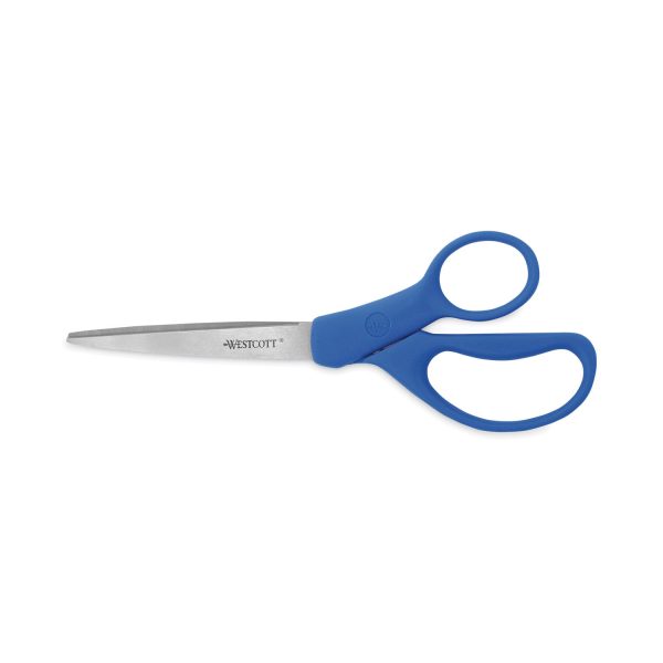 Preferred Line Stainless Steel Scissors, 8  Long, 3.5  Cut Length, Blue Straight Handles, 2 Pack Online Hot Sale
