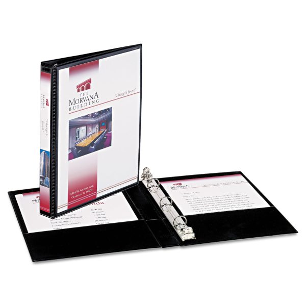 Mini Size Durable View Binder with Round Rings, 3 Rings, 0.5  Capacity, 8.5 x 5.5, Black Hot on Sale