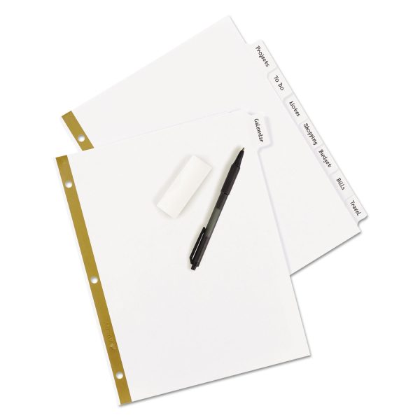 Write and Erase Big Tab Paper Dividers, 8-Tab, 11 x 8.5, White, White Tabs, 1 Set Fashion - Image 3