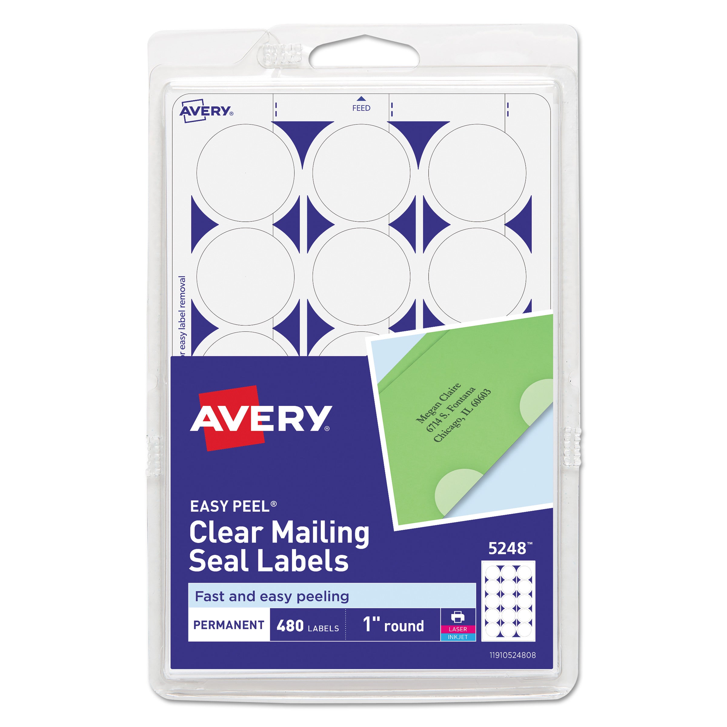 Printable Mailing Seals, 1  dia, Clear, 15 Sheet, 32 Sheets Pack, (5248) Online Hot Sale