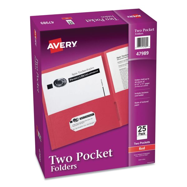 Two-Pocket Folder, 40-Sheet Capacity, 11 x 8.5, Red, 25 Box Online Sale