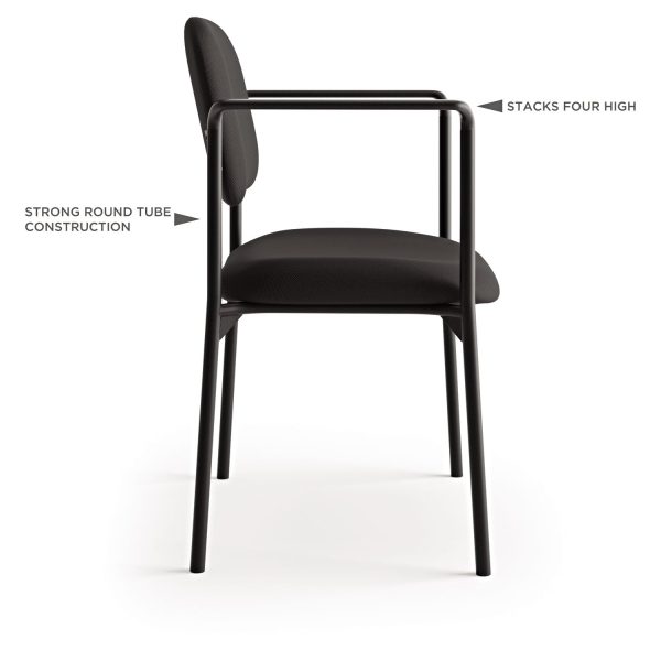 VL616 Stacking Guest Chair with Arms, Fabric Upholstery, 23.25  x 21  x 32.75 , Charcoal Seat, Charcoal Back, Black Base Online Hot Sale - Image 3