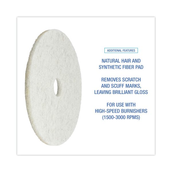 Natural Burnishing Floor Pads, 20  Diameter, White, 5 Carton Online Hot Sale - Image 4