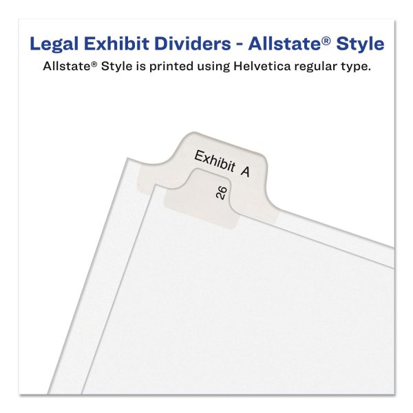 Preprinted Legal Exhibit Side Tab Index Dividers, Allstate Style, 25-Tab, 51 to 75, 11 x 8.5, White, 1 Set, (1703) For Sale - Image 3