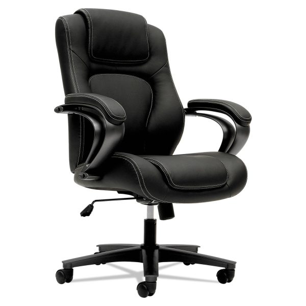 HVL402 Series Executive High-Back Chair, Supports Up to 250 lb, 17  to 21  Seat Height, Black Seat Back, Iron Gray Base Discount
