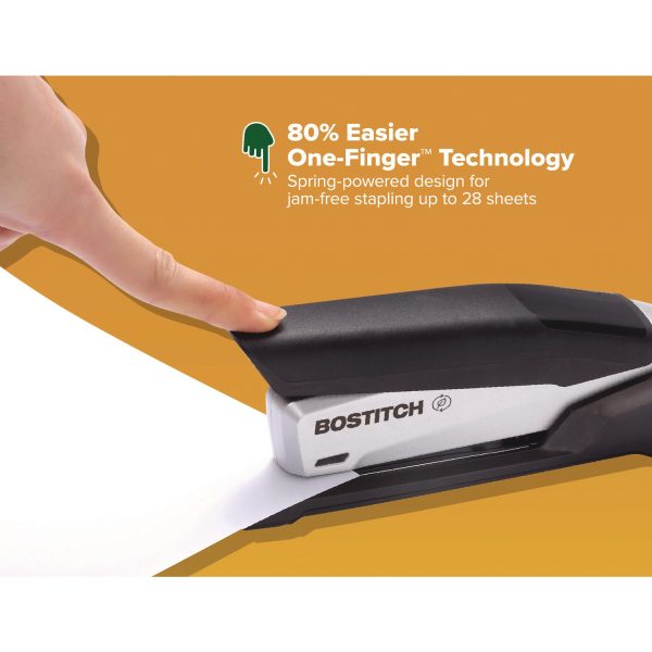 inPOWER+28 Executive One-Finger 3-in-1 Eco-Friendly Desktop Stapler, 28-Sheet Capacity, Black Silver Cheap - Image 2