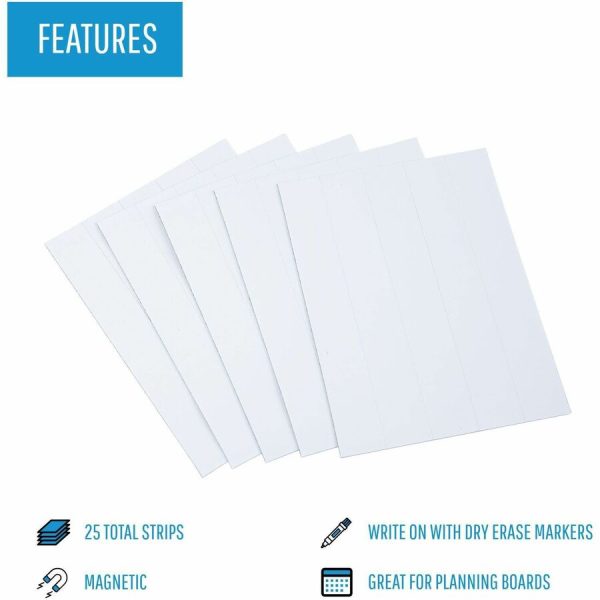 MasterVision 6  Magnetic Dry Erase Strips - 0.88  Length x 6  Width - For Board, Color Coding - 25   Pack - White Sale - Image 3