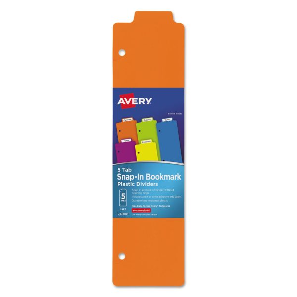 Tabbed Snap-In Bookmark Plastic Dividers, 5-Tab, 11.5 x 3, Assorted, 1 Set on Sale