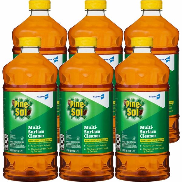 CloroxPro Pine-Sol Multi-Surface Cleaner - For Multipurpose - Concentrate - 60 fl oz (1.9 quart) - Pine Scent - 6   Carton - Deodorize, Odorless, Anti-bacterial, Residue-free - Amber For Sale