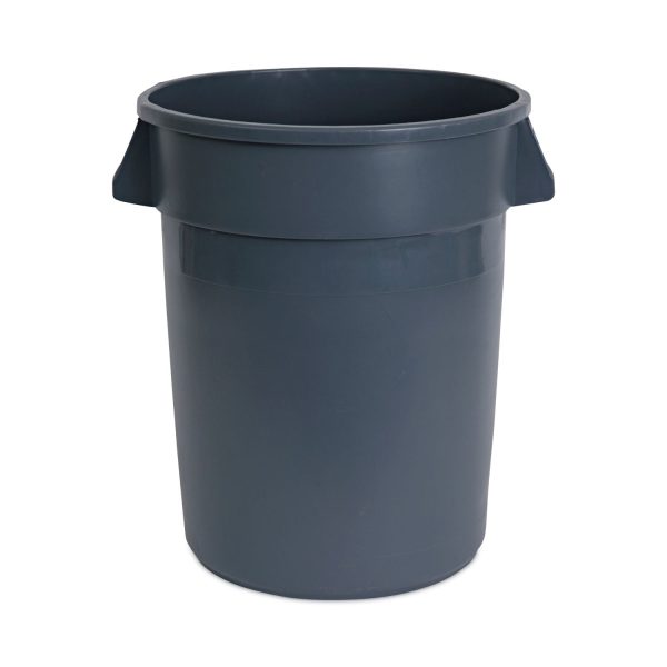 Round Waste Receptacle, 32 gal, Linear-Low-Density Polyethylene, Gray Supply