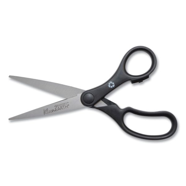 KleenEarth Basic Plastic Handle Scissors, Pointed Tip, 7  Long, 2.8  Cut Length, Black Straight Handle For Cheap - Image 2