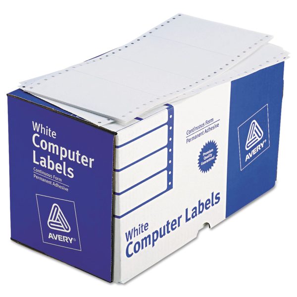 Dot Matrix Printer Mailing Labels, Pin-Fed Printers, 2.94 x 5, White, 3,000 Box Sale
