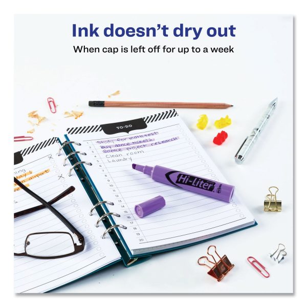 HI-LITER Desk-Style Highlighters, Fluorescent Purple Ink, Chisel Tip, Purple Black Barrel, Dozen Fashion - Image 5