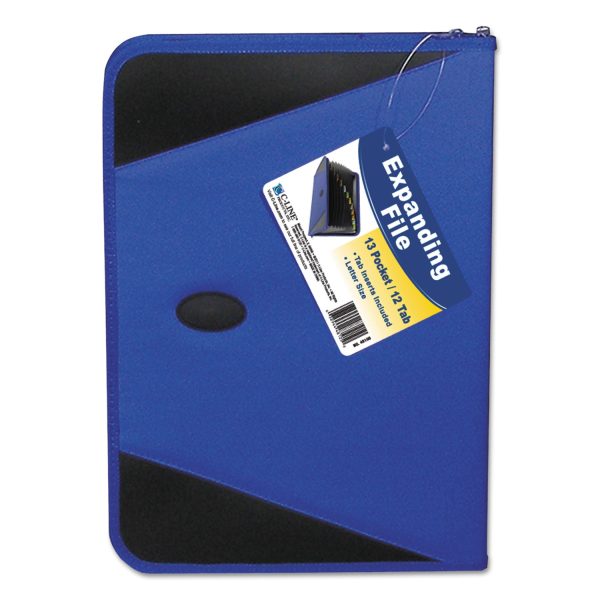 Expanding File with Zipper Closure, 2  Expansion, 13 Sections, Zipper Closure, 1 12-Cut Tabs, Letter Size, Blue Cheap - Image 2