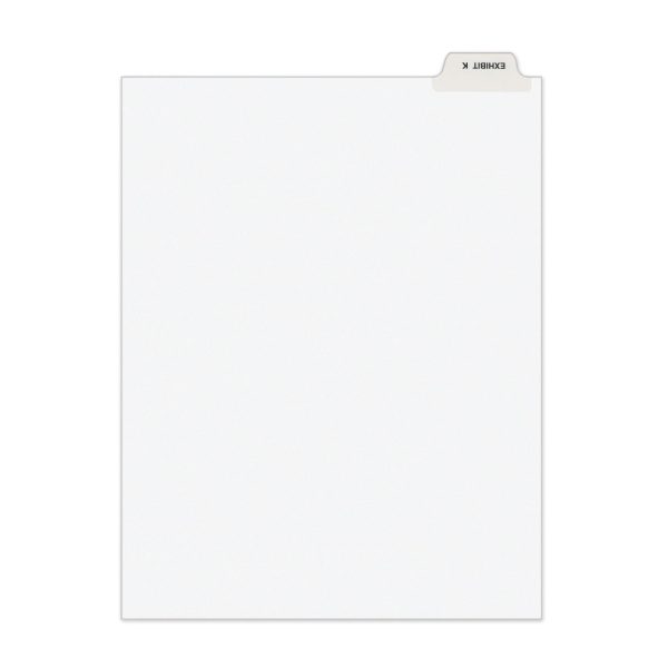 Avery-Style Preprinted Legal Bottom Tab Divider, 26-Tab, Exhibit K, 11 x 8.5, White, 25 PK Cheap