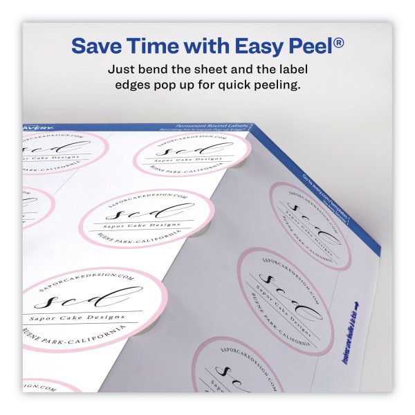Round Print-to-the Edge Labels with Sure Feed and Easy Peel, 2  dia, Glossy White, 120 PK Discount - Image 5