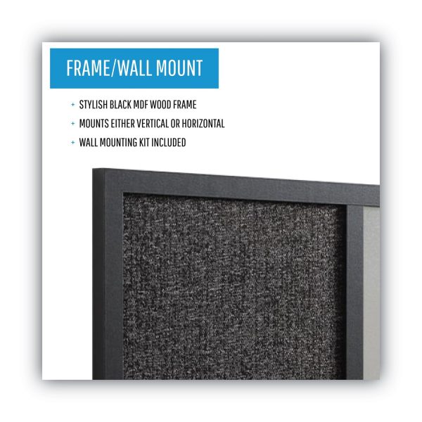 Designer Combo Fabric Bulletin Dry Erase Board, 24 x 18, Charcoal Gray Surface, Black MDF Wood Frame Discount - Image 5