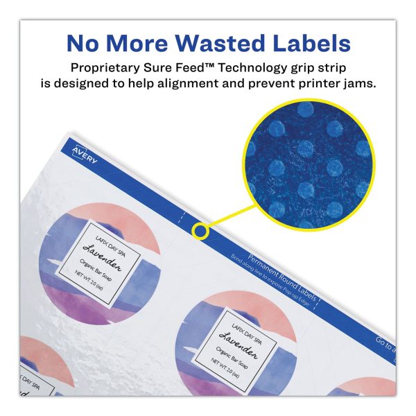Round Print-to-the Edge Labels with Sure Feed and Easy Peel, 2  dia, Glossy White, 120 PK Discount - Image 4