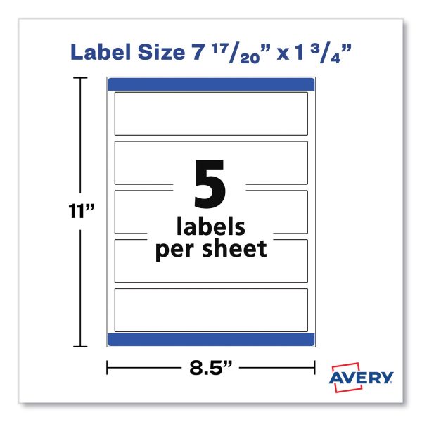 Rectangle Labels, Inkjet Laser Printers, 7.85 x 1.75, Textured White, 5 Sheet, 10 Sheets Pack Online now - Image 5