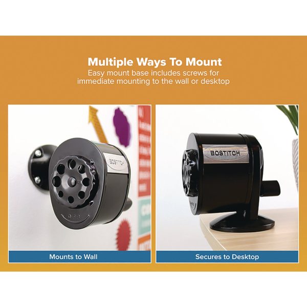 Metal Manual Pencil Sharpener, Manually-Powered, 5.44  x 2.69  x 4.33 , Black For Discount - Image 2