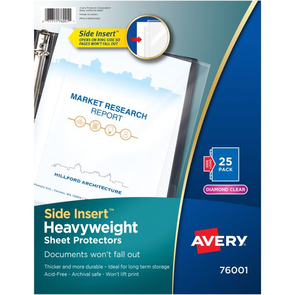 Avery Side Insert Sheet Protectors - For Letter 8 1 2  x 11  Sheet - Ring Binder - Side Loading - Clear - Polypropylene - 25   Pack For Discount