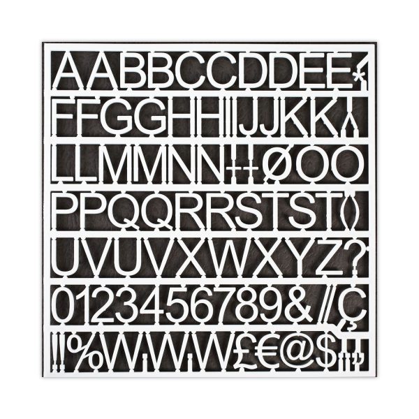 White Plastic Set of Letters, Numbers and Symbols, Uppercase, 1 h Discount