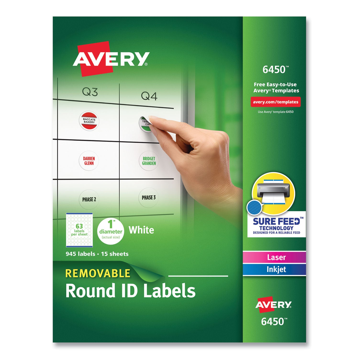 Removable Multi-Use Labels, Inkjet Laser Printers, 1  dia, White, 63 Sheet, 15 Sheets Pack on Sale