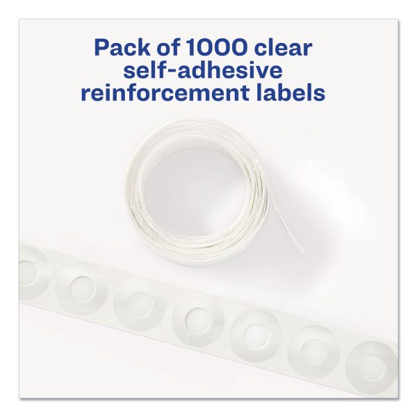 Dispenser Pack Hole Reinforcements, 0.25  Dia, Clear, 1,000 Pack, (5722) Online now - Image 3