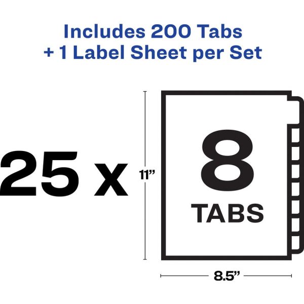 Avery Index Maker Index Divider - 200 x Divider(s) - Print-on Tab(s) - 8 - 8 Tab(s) Set - 8.5  Divider Width x 11  Divider Length - White Paper Divider - Multicolor Paper Tab(s) - 25   Box on Sale - Image 5