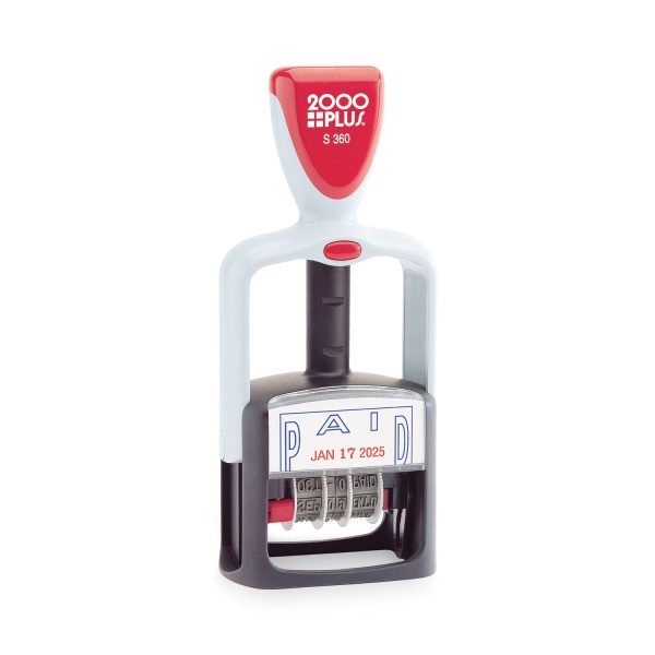 Model S 360 Two-Color Message Dater, 1.75 x 1,  Paid,  Self-Inking, Blue Red Sale