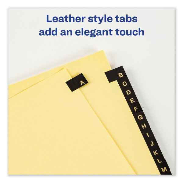 Preprinted Black Leather Tab Dividers w Copper Reinforced Holes, 25-Tab, A to Z, 11 x 8.5, Buff, 1 Set Cheap - Image 2