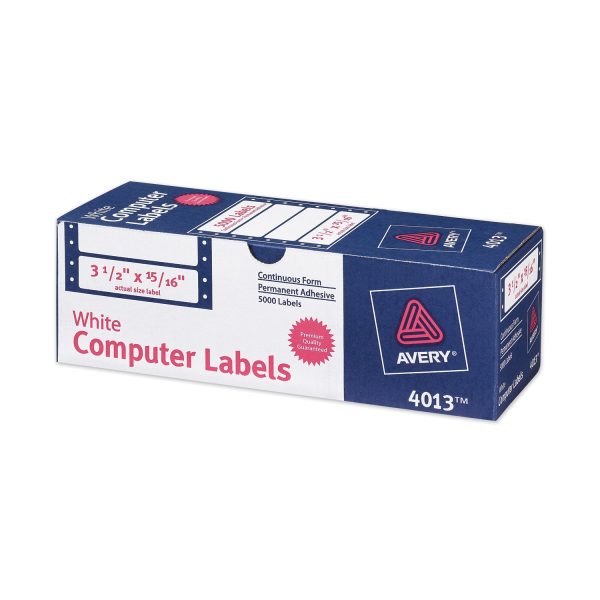 Dot Matrix Printer Mailing Labels, Pin-Fed Printers, 0.94 x 3.5, White, 5,000 Box Cheap