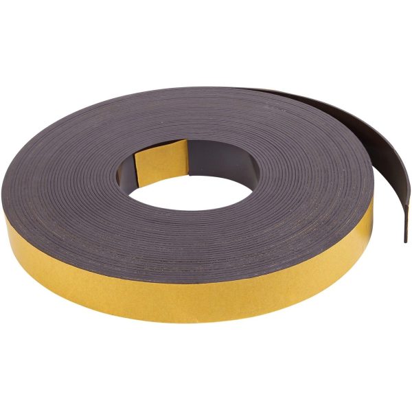 MasterVision 1 x50  Adhesive Magnetic Tape - 16.67 yd Length x 1  Width - For Picture, Business Card, Document, Labeling - 1 Each - Black For Cheap