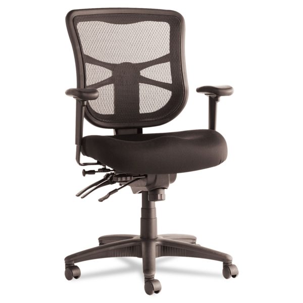 Alera Elusion Series Mesh Mid-Back Multifunction Chair, Prem Fabric, Supports Up to 275 lb, 17.7  to 21.4  Seat Height, Black Online Sale