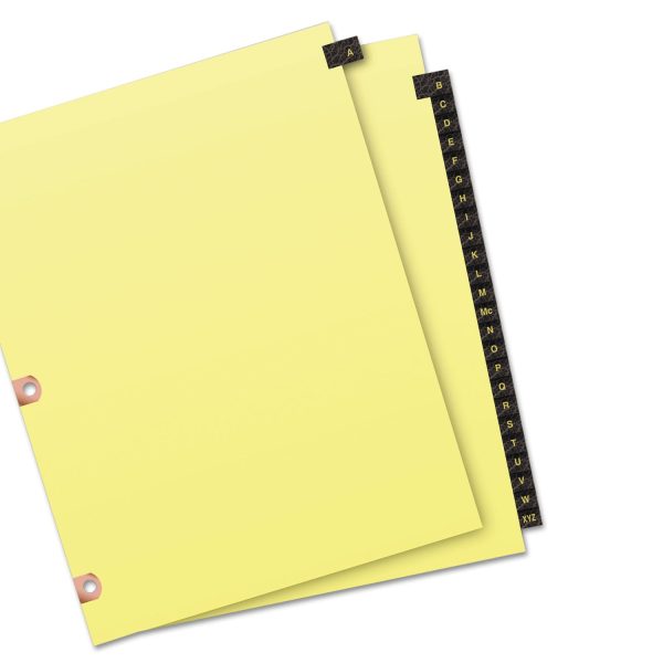 Preprinted Black Leather Tab Dividers w Copper Reinforced Holes, 25-Tab, A to Z, 11 x 8.5, Buff, 1 Set Cheap - Image 5