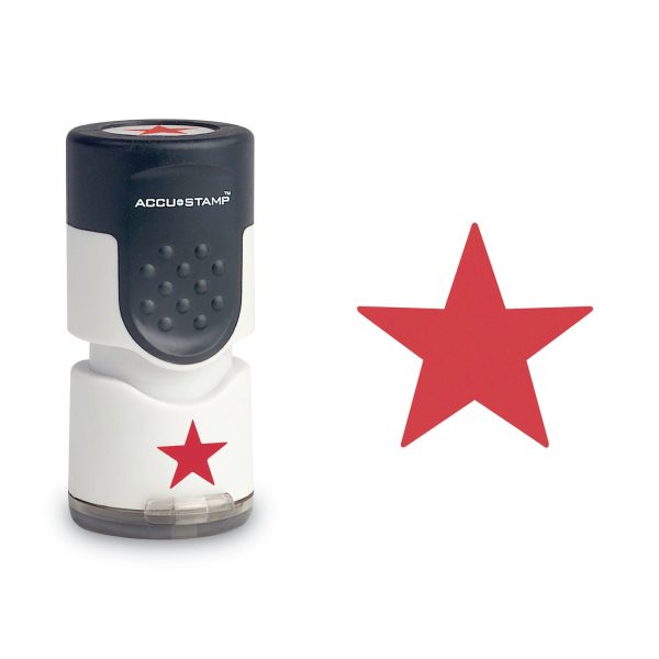 Pre-Inked Round Stamp with Microban, Star, 0.63  dia, Red Online - Image 3