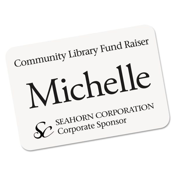 EcoFriendly Adhesive Name Badge Labels, 3.38 x 2.33, White, 80 Pack Cheap - Image 2