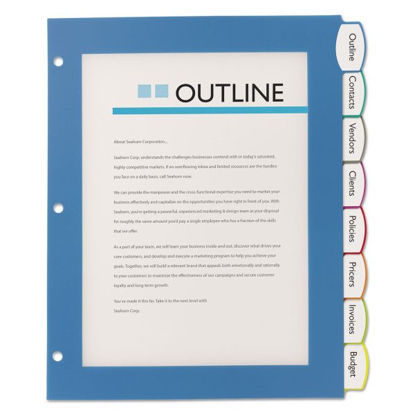 Big Tab Ultralast Plastic Dividers, 8-Tab, 11 x 8.5, Assorted, 1 Set Fashion - Image 4
