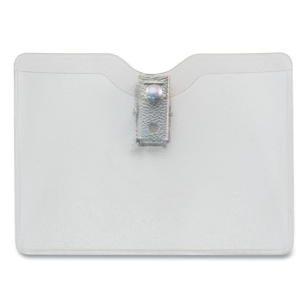 Security ID Badge Holders with Built-In Garment Clip, Horizontal, Clear, 3.75  x 3.5  Holder, 3.5  x 3  Insert, 50 Box on Sale - Image 2