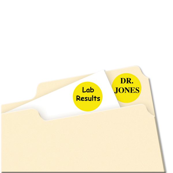 Printable Self-Adhesive Removable Color-Coding Labels, 0.75  dia, Neon Yellow, 24 Sheet, 42 Sheets Pack, (5470) Discount - Image 2